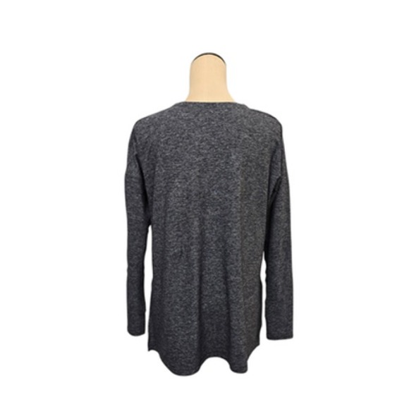 Lululemon‎ Shirt Womens 10 Gray Heather V Neck Long Sleeve Split Hem Yoga Casual - Picture 2 of 11